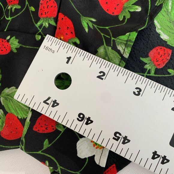 Zara Romper Jumpsuit Women M Black Strawberry Floral Long Sleeve Festival Party - Picture 10 of 11